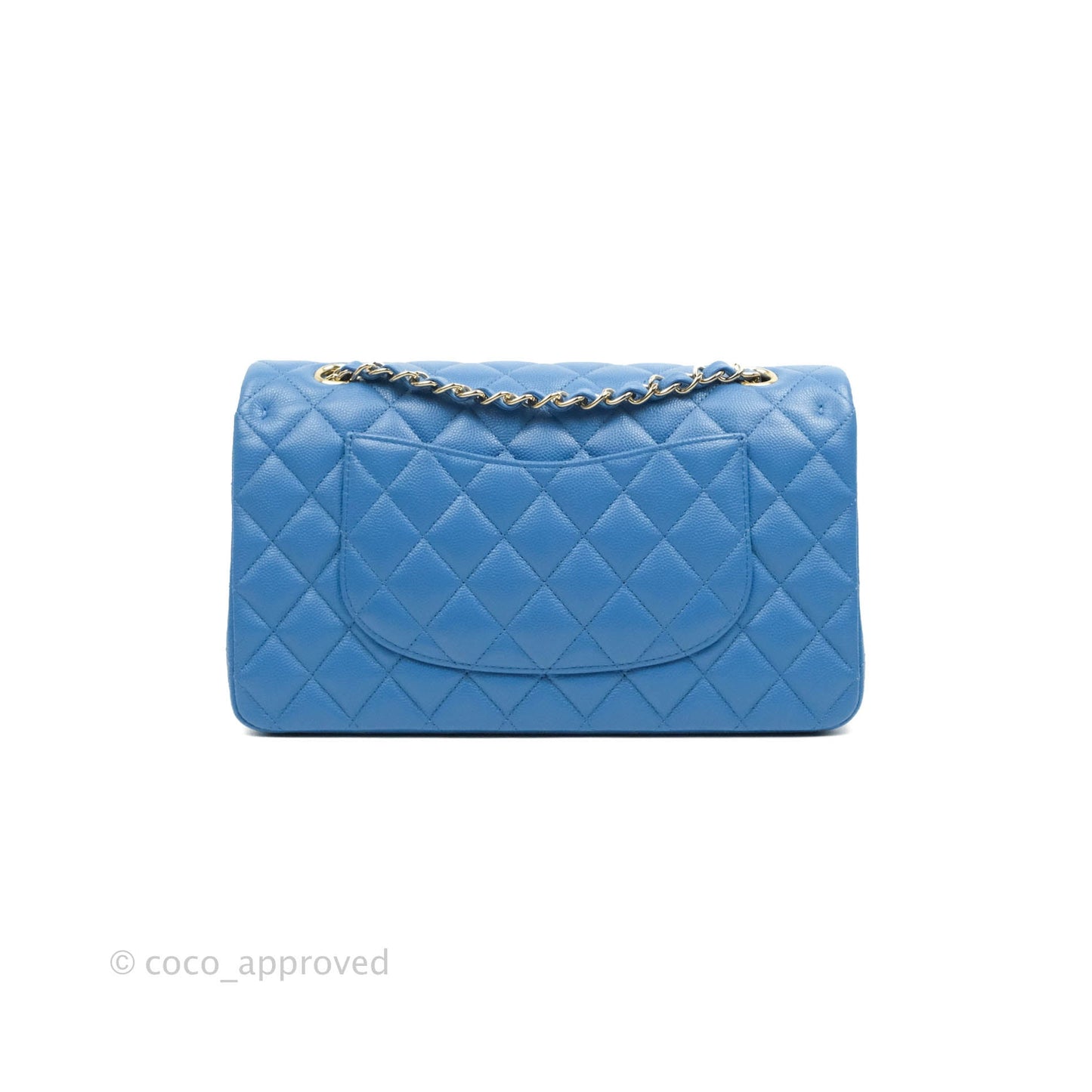 Chanel Classic M/L Medium Flap Quilted Blue Caviar Gold Hardware