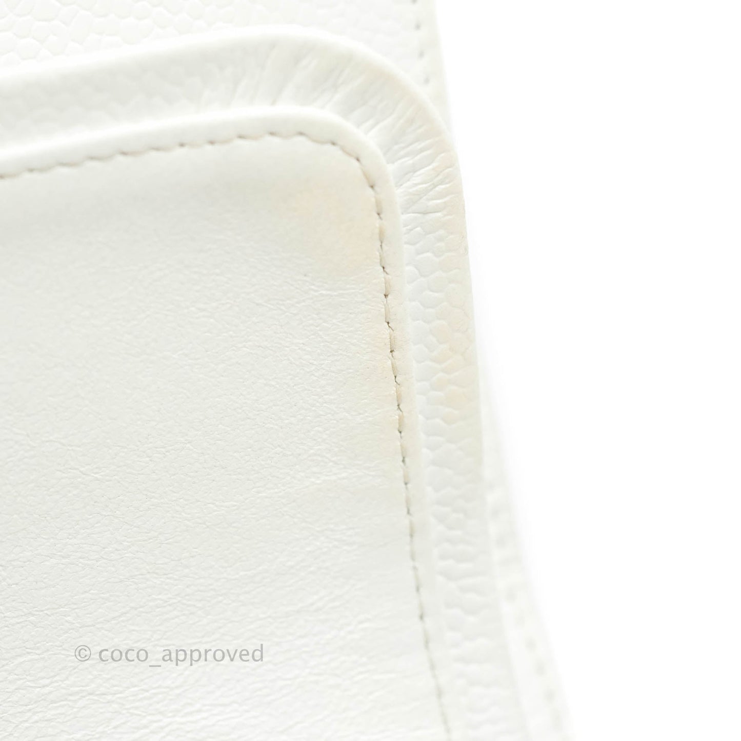 Chanel Classic M/L Medium Double Flap White Caviar Silver Hardware