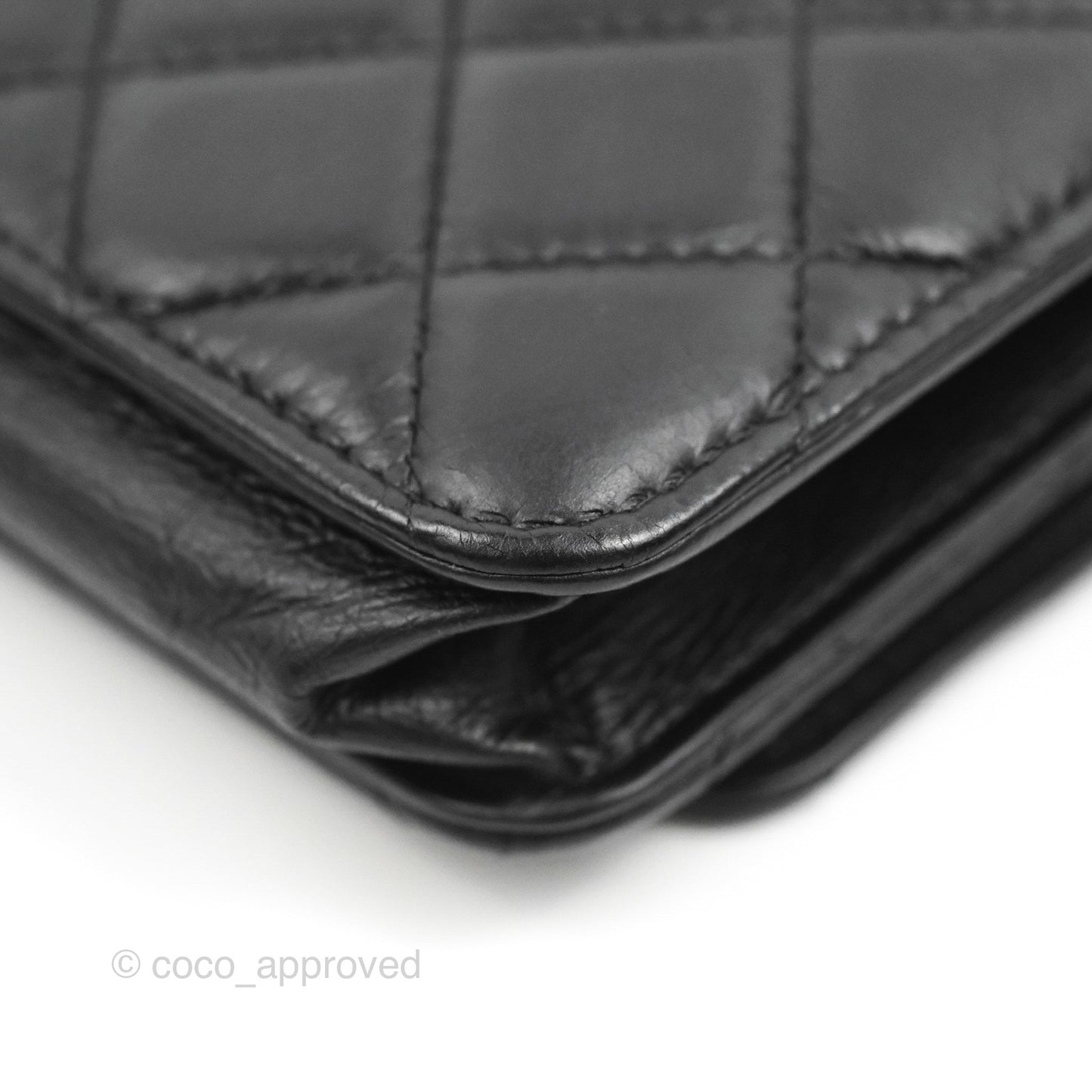 Chanel  Quilted Tassel Wallet On Chain WOC Black Aged Calfskin
