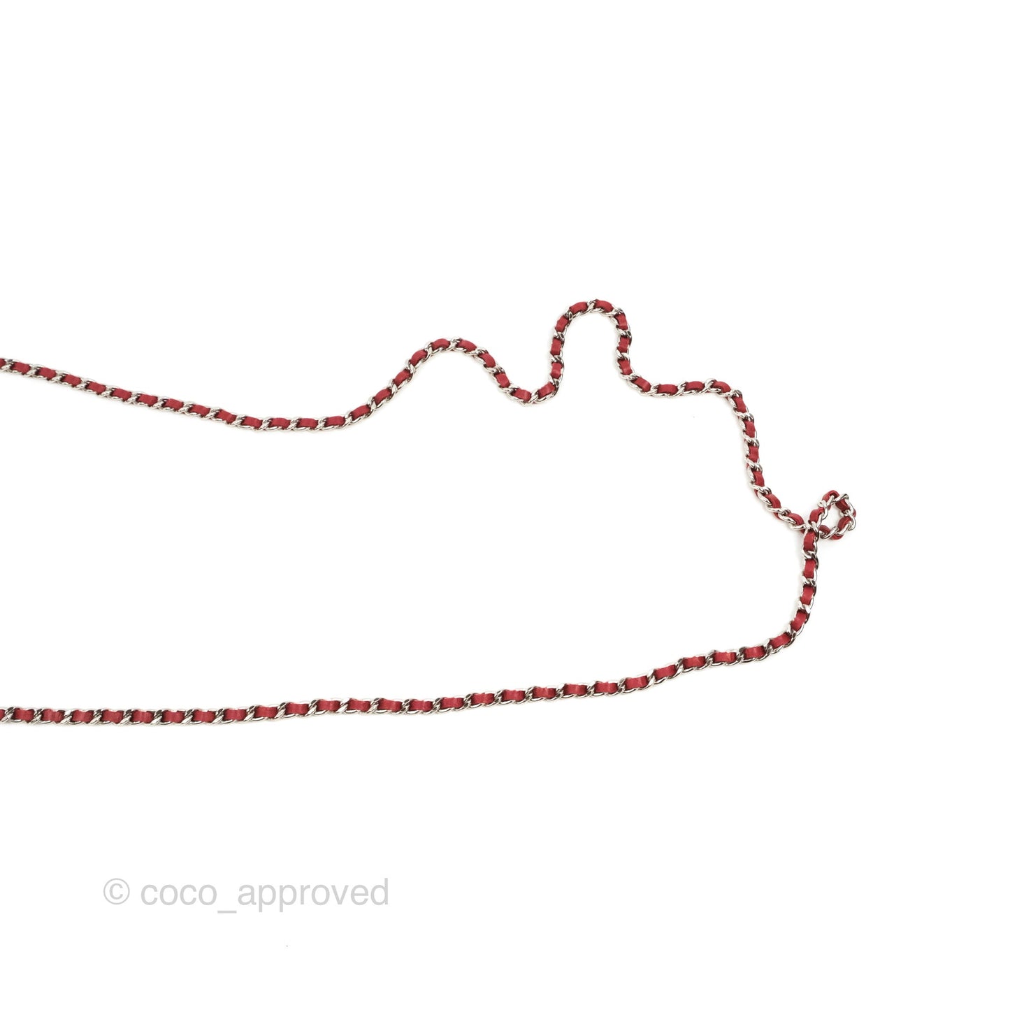 Chanel Camellia Embossed Wallet On Chain WOC Red Lambskin Silver Hardware