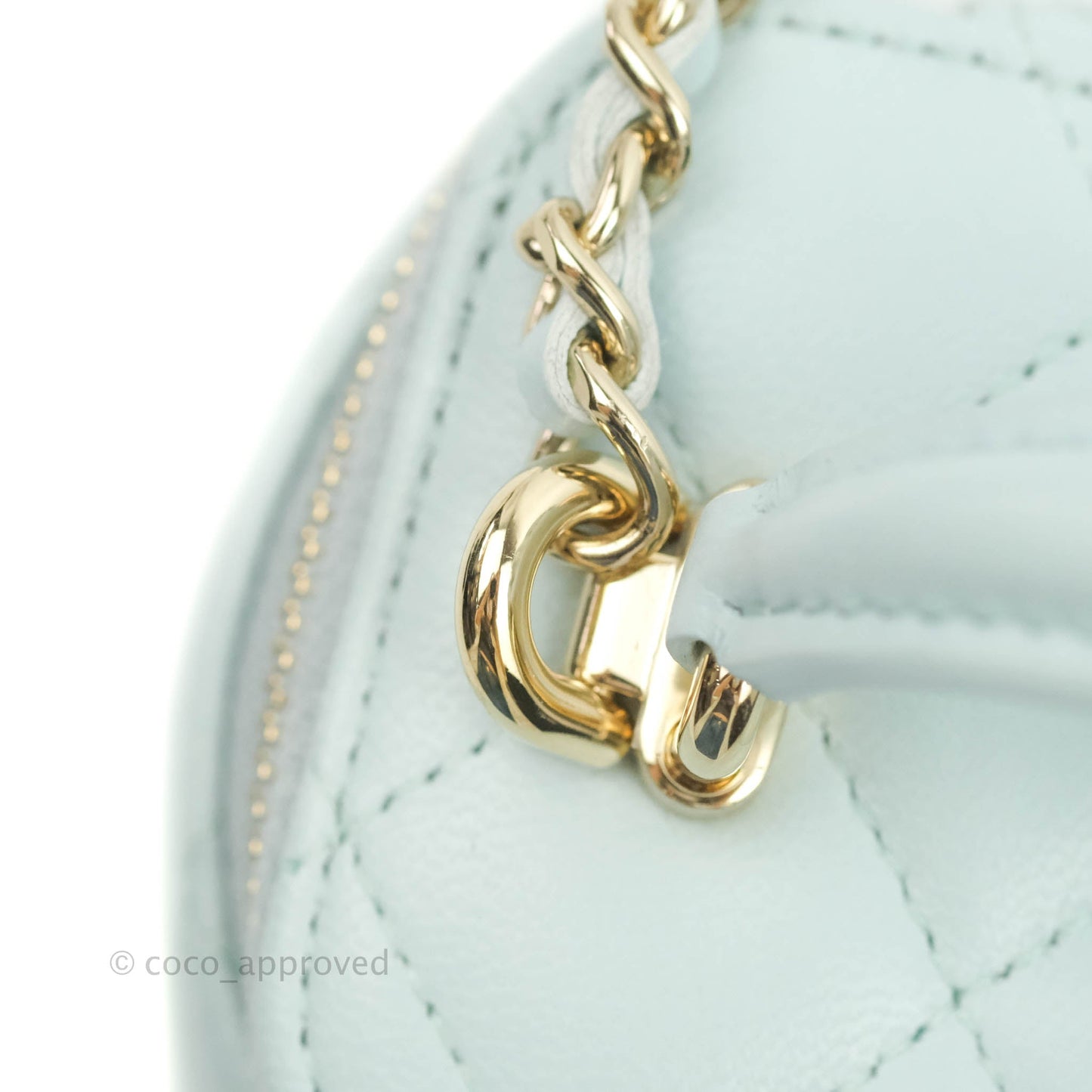 Chanel Mini Top Handle Vanity With Chain Light Blue Lambskin Gold Hardware