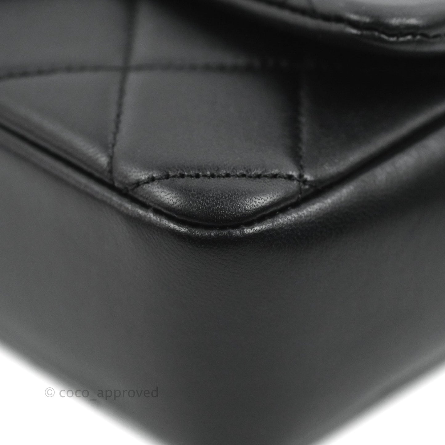 Chanel Quilted Resin Bi-Color Chain Flap Bag Black Lambskin