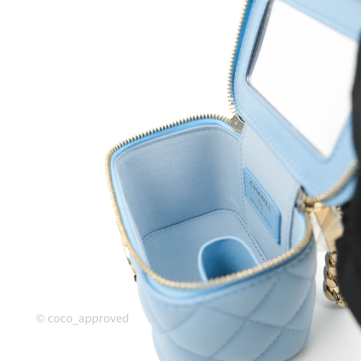 Chanel Mini Vanity Coco Chain Blue Lambskin Gold Hardware