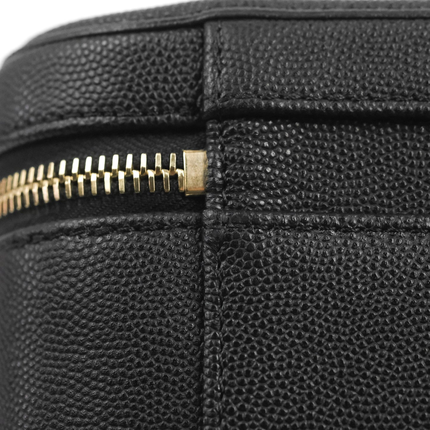Chanel Quilted Large CC Filigree Vanity Case Black Caviar Gold Hardware