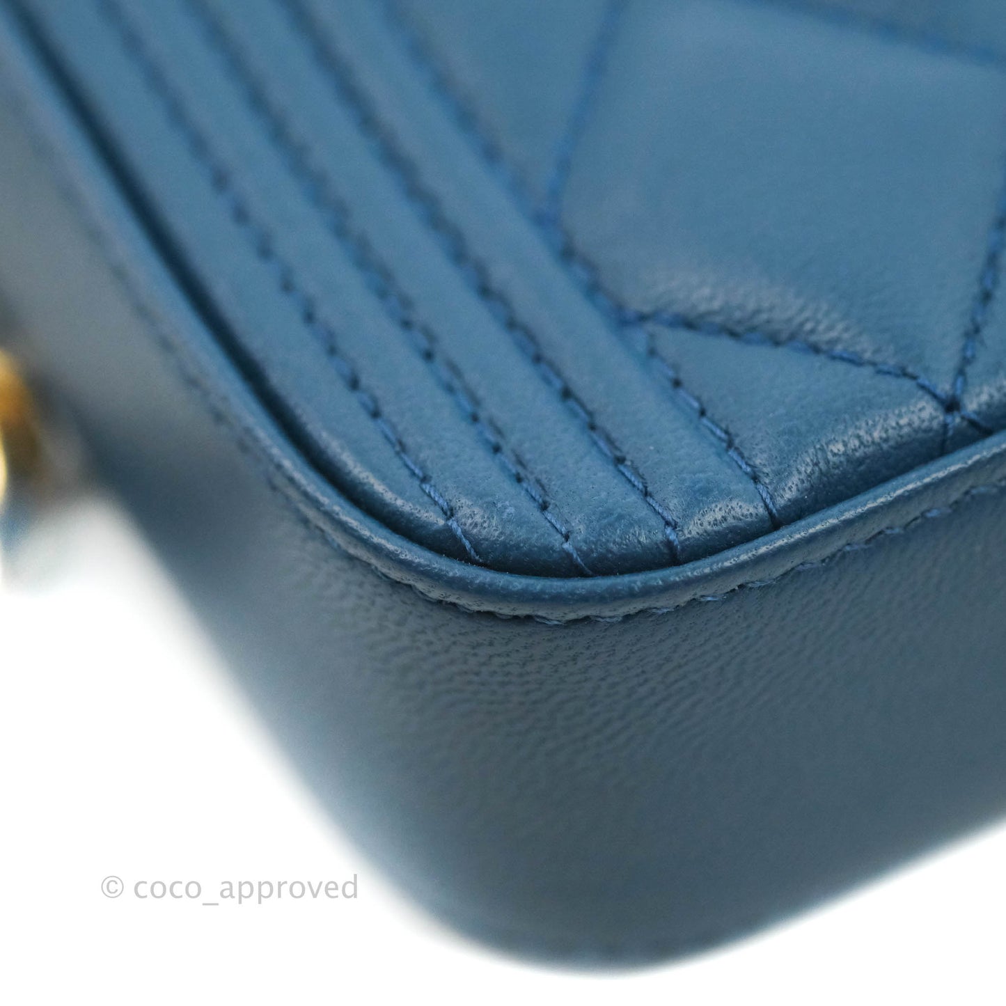 Chanel Boy Double Zip Clutch On Chain Blue Lambskin Aged Gold Hardware