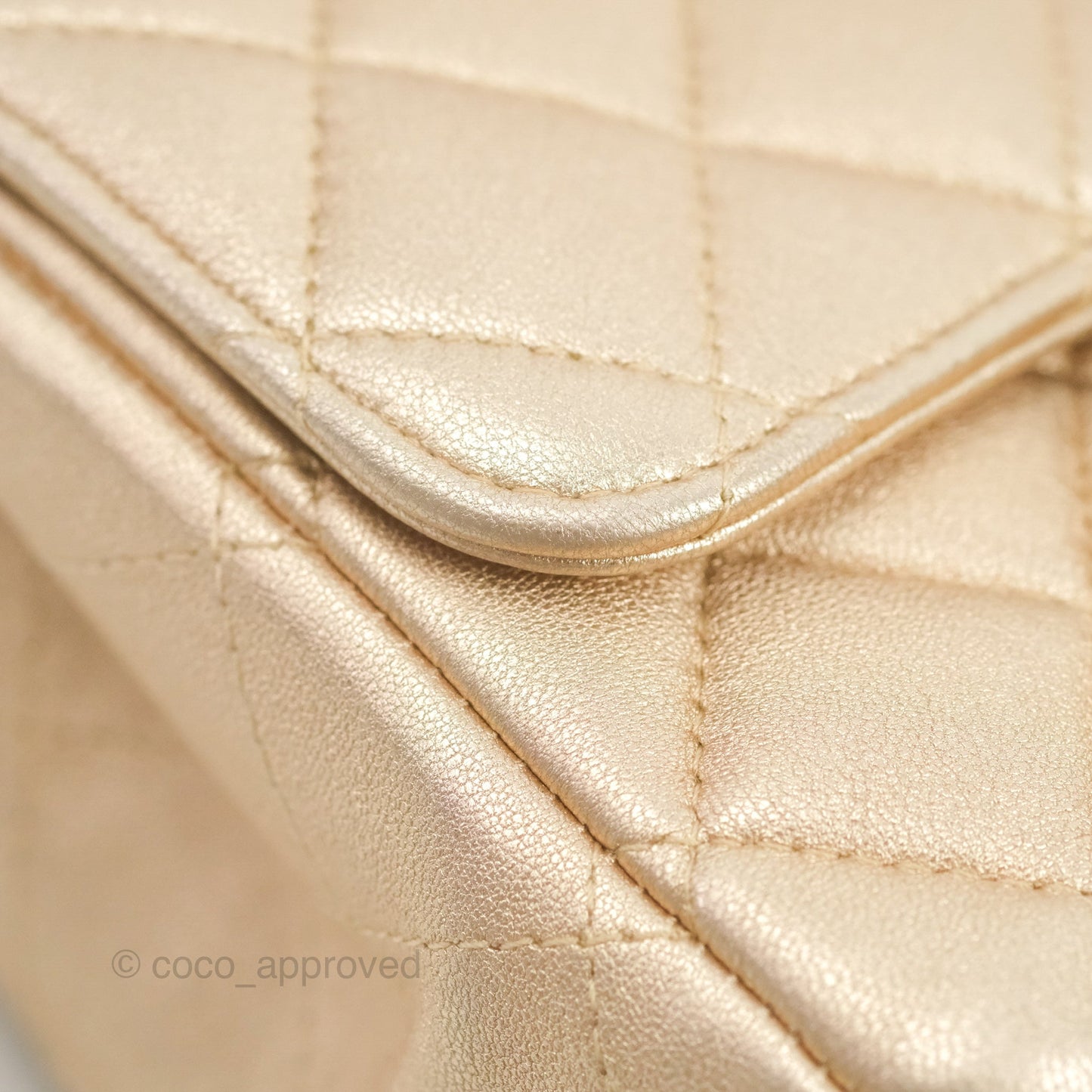 Chanel Quilted Mini Square Iridescent Gold Lambskin Gold Hardware 21P