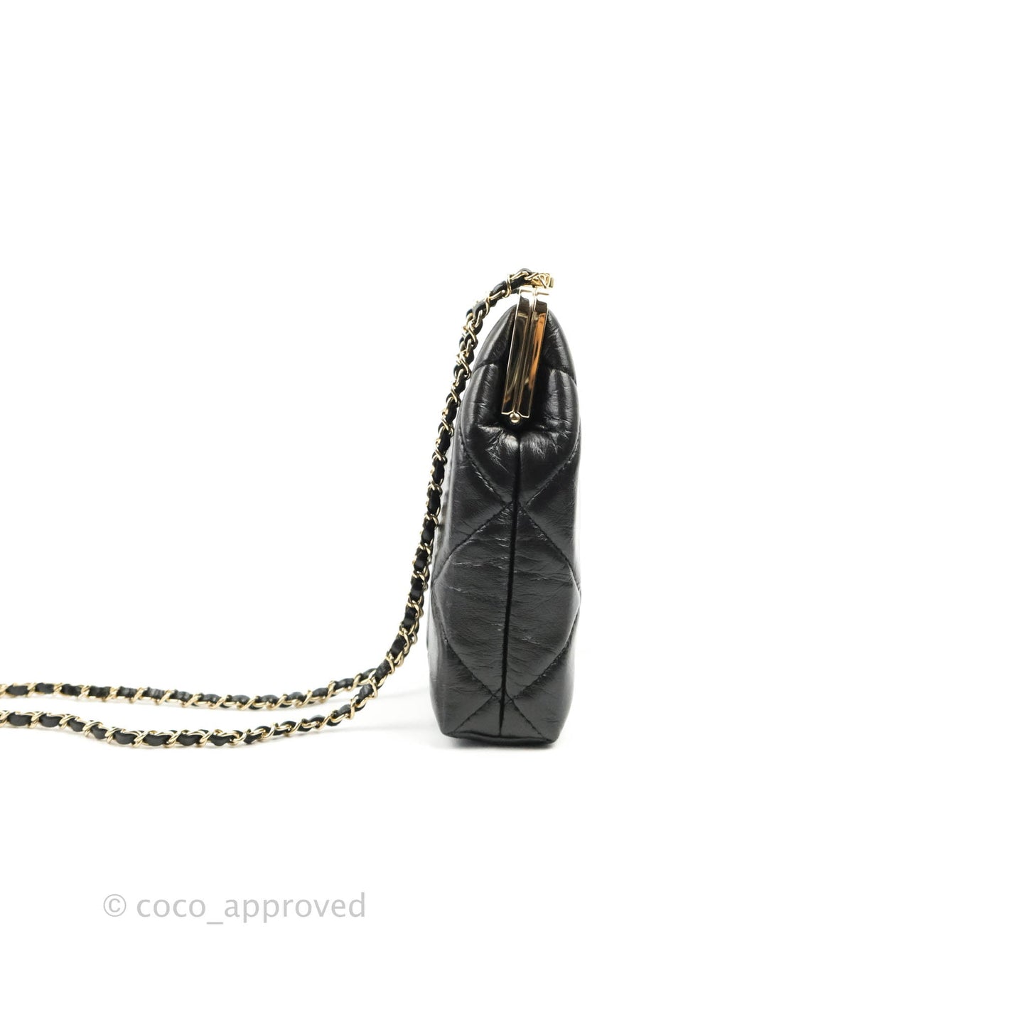Chanel Kisslock Glasses Case Black Lambskin Gold Hardware 21C