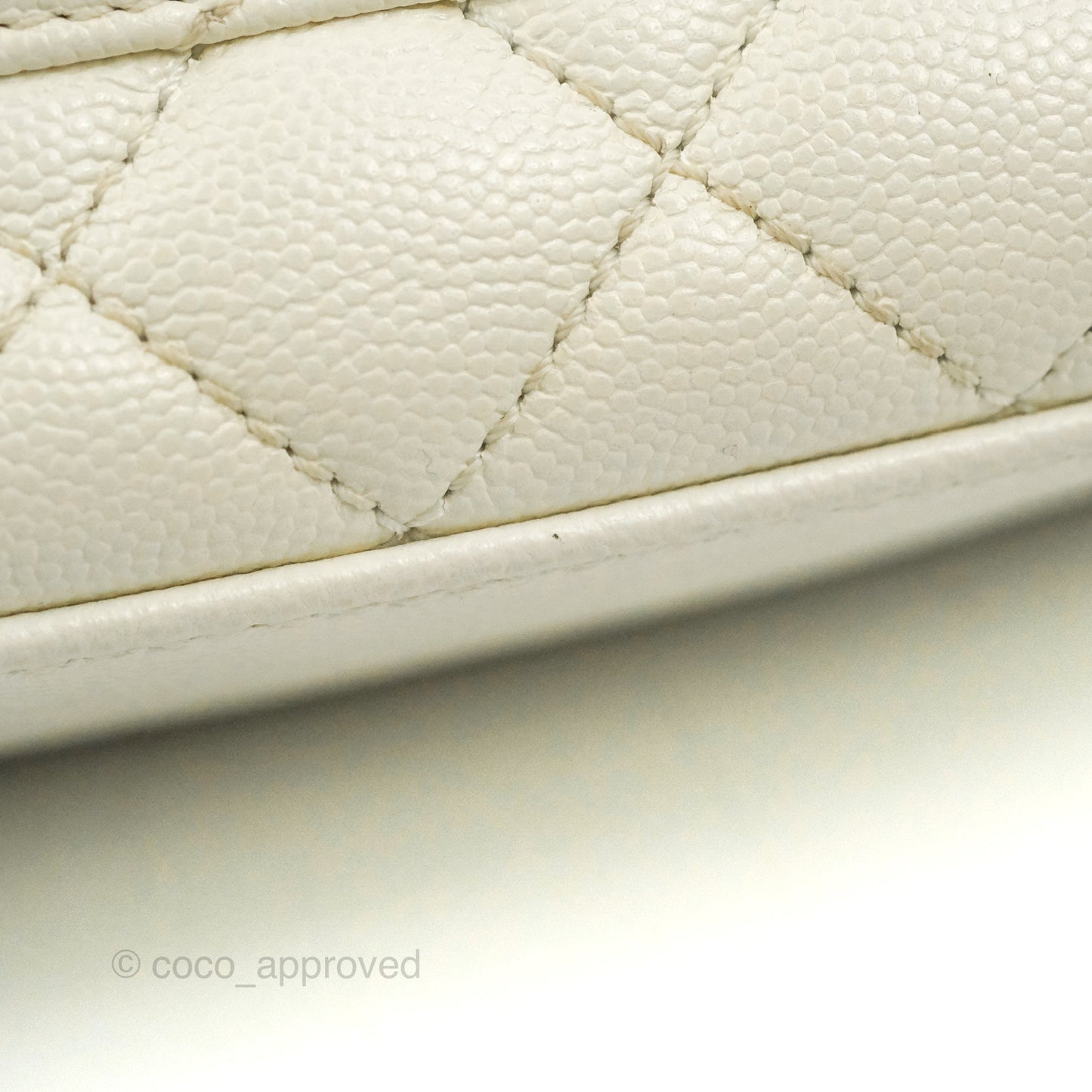 Chanel Mini Coco Handle Quilted Ivory Caviar Gold Hardware