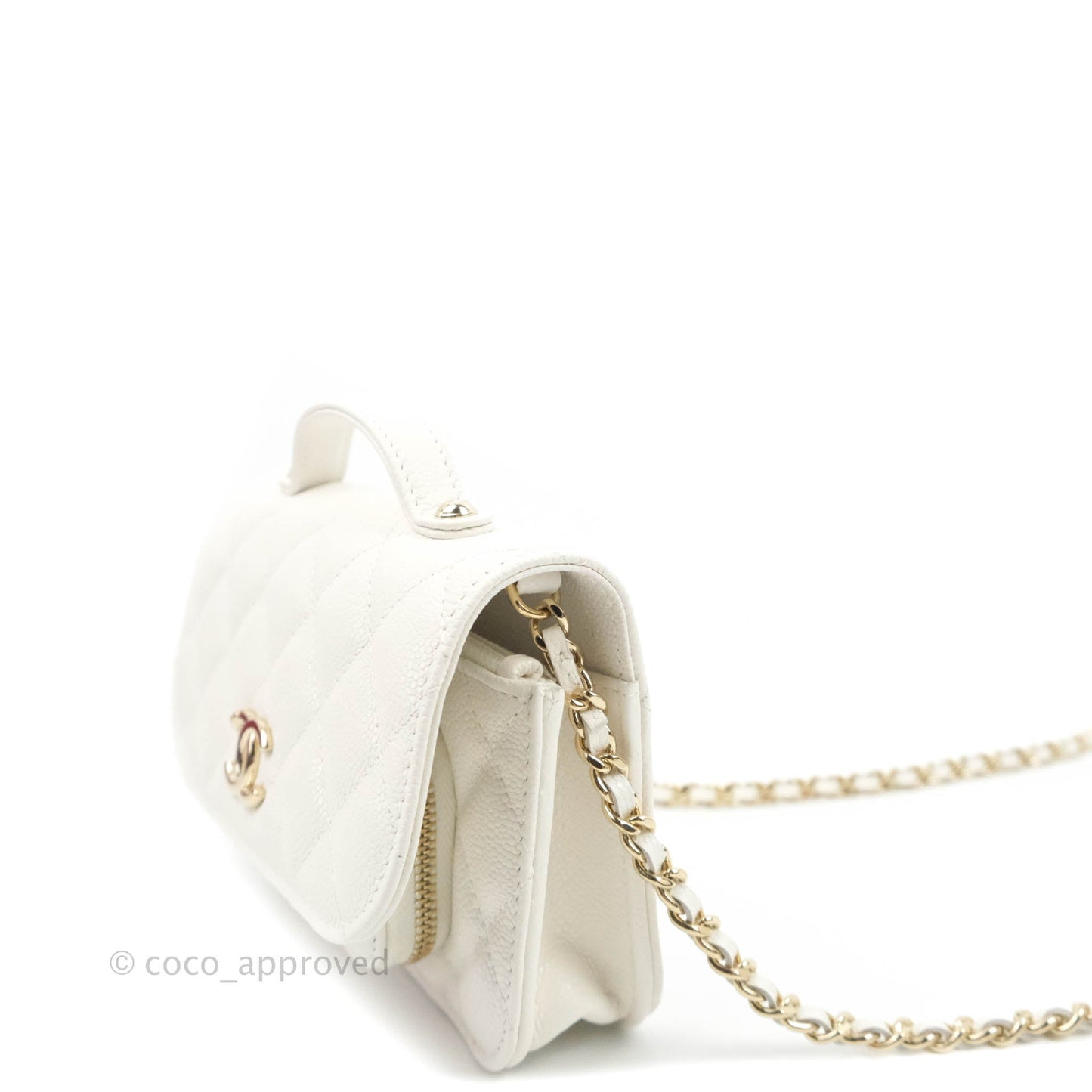 Chanel Business Affinity Clutch With Chain White Caviar Gold Hardware