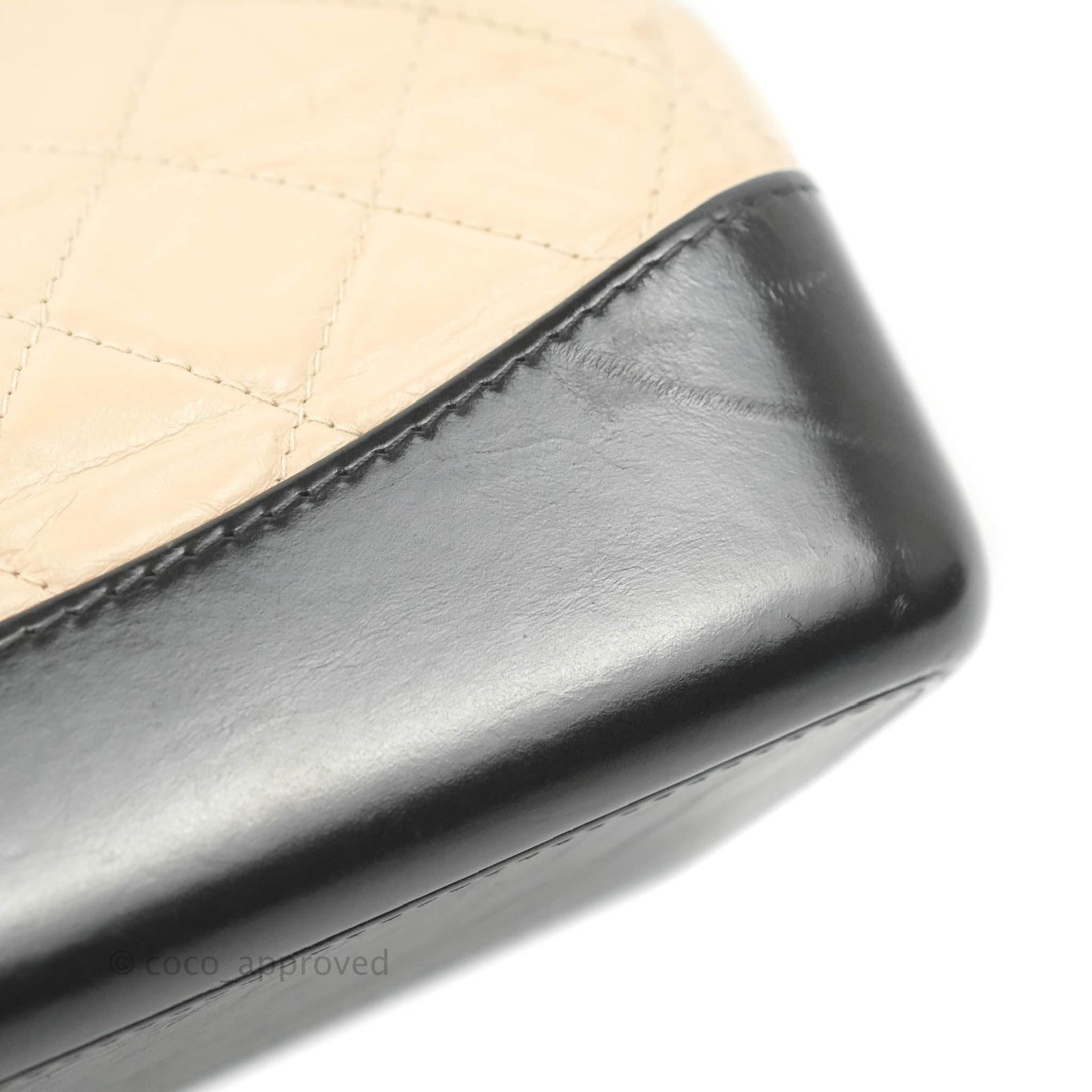 Chanel Small Gabrielle Backpack Beige Black Aged Calfskin