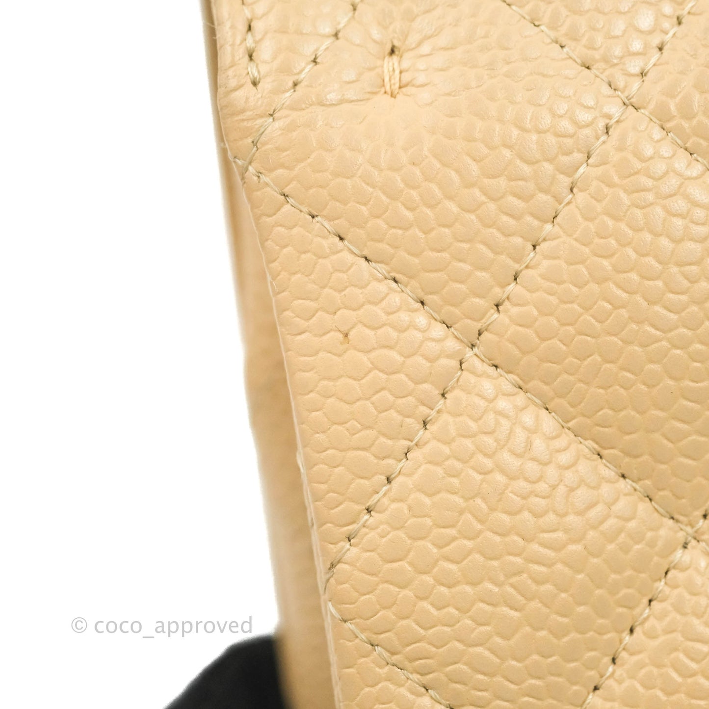 Chanel Classic M/L Medium Flap Quilted Beige Caviar Silver Hardware