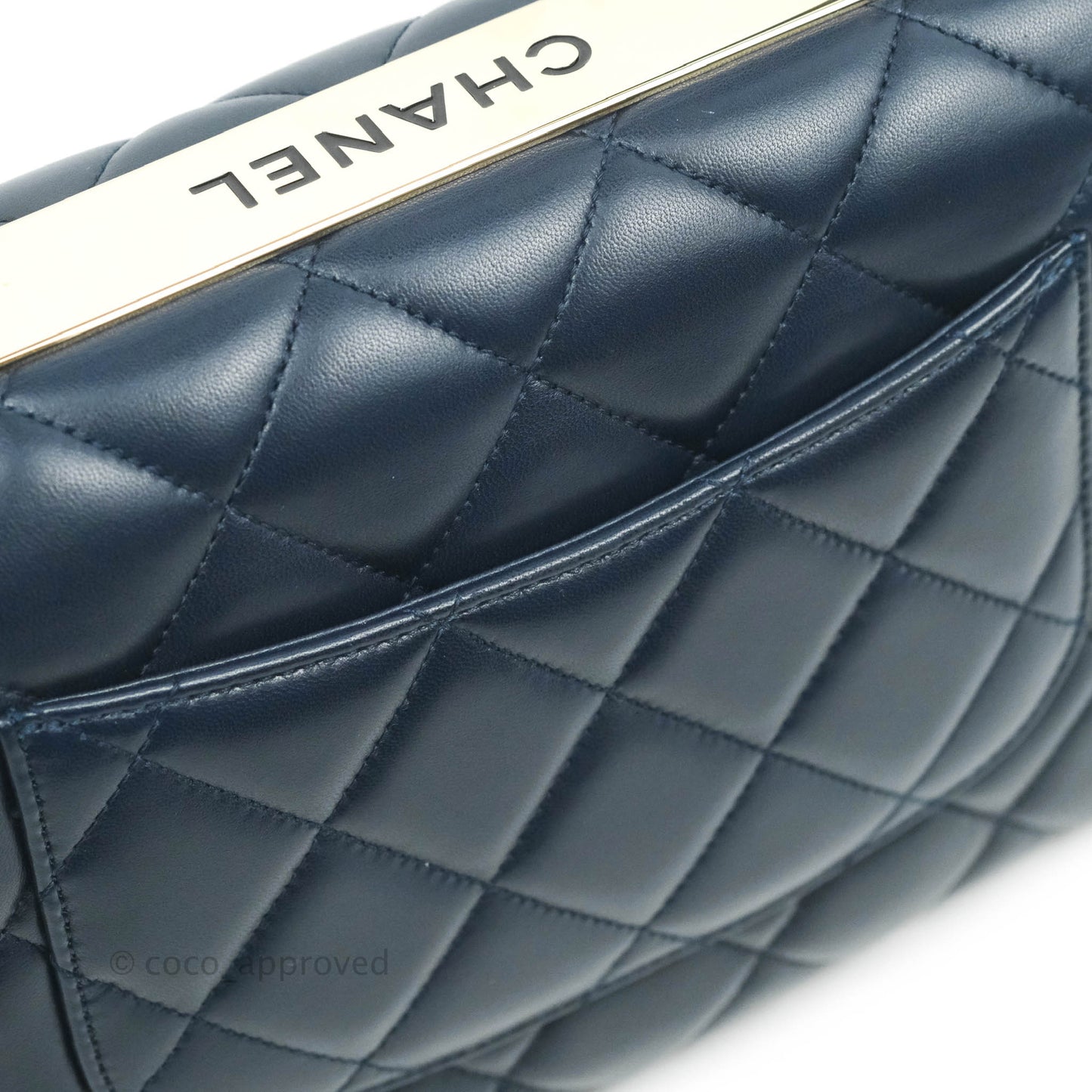 Chanel Small Trendy CC Navy Lambskin Gold Hardware
