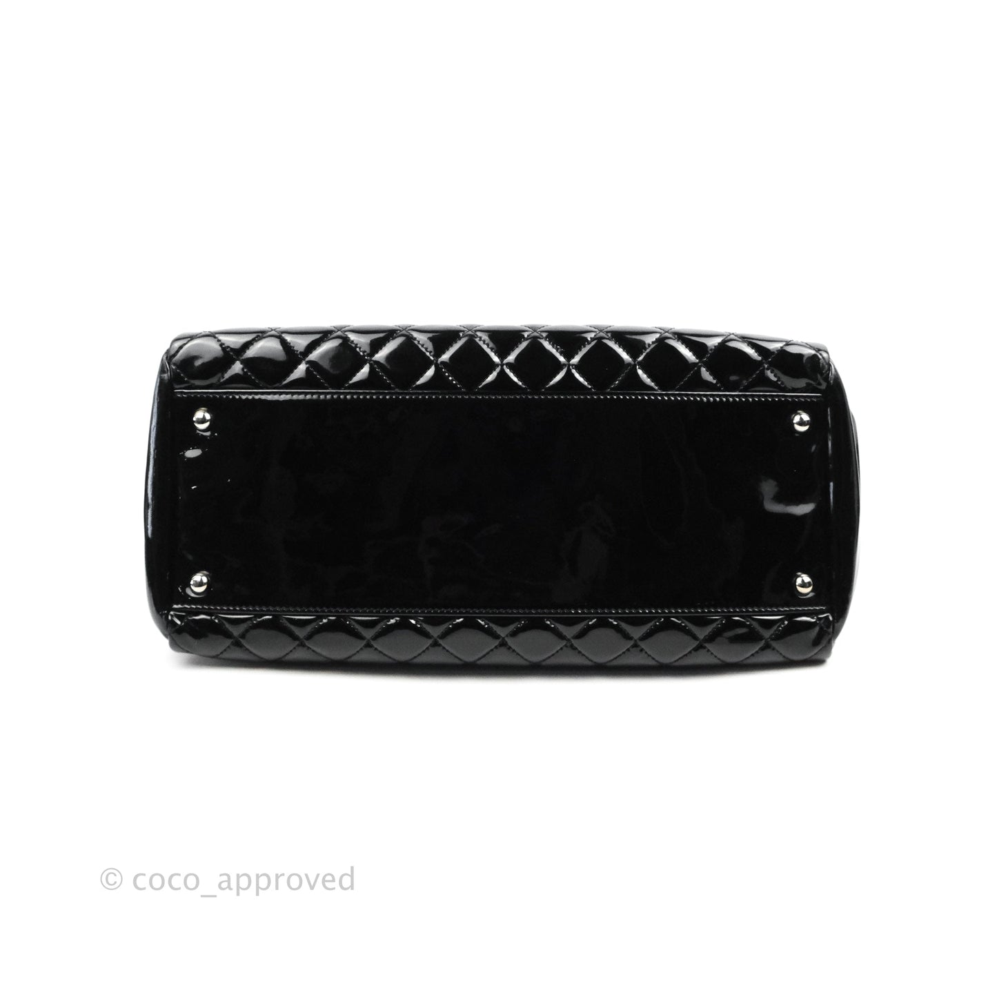 Chanel Quilted Large Just Mademoiselle Black Patent Silver Hardware