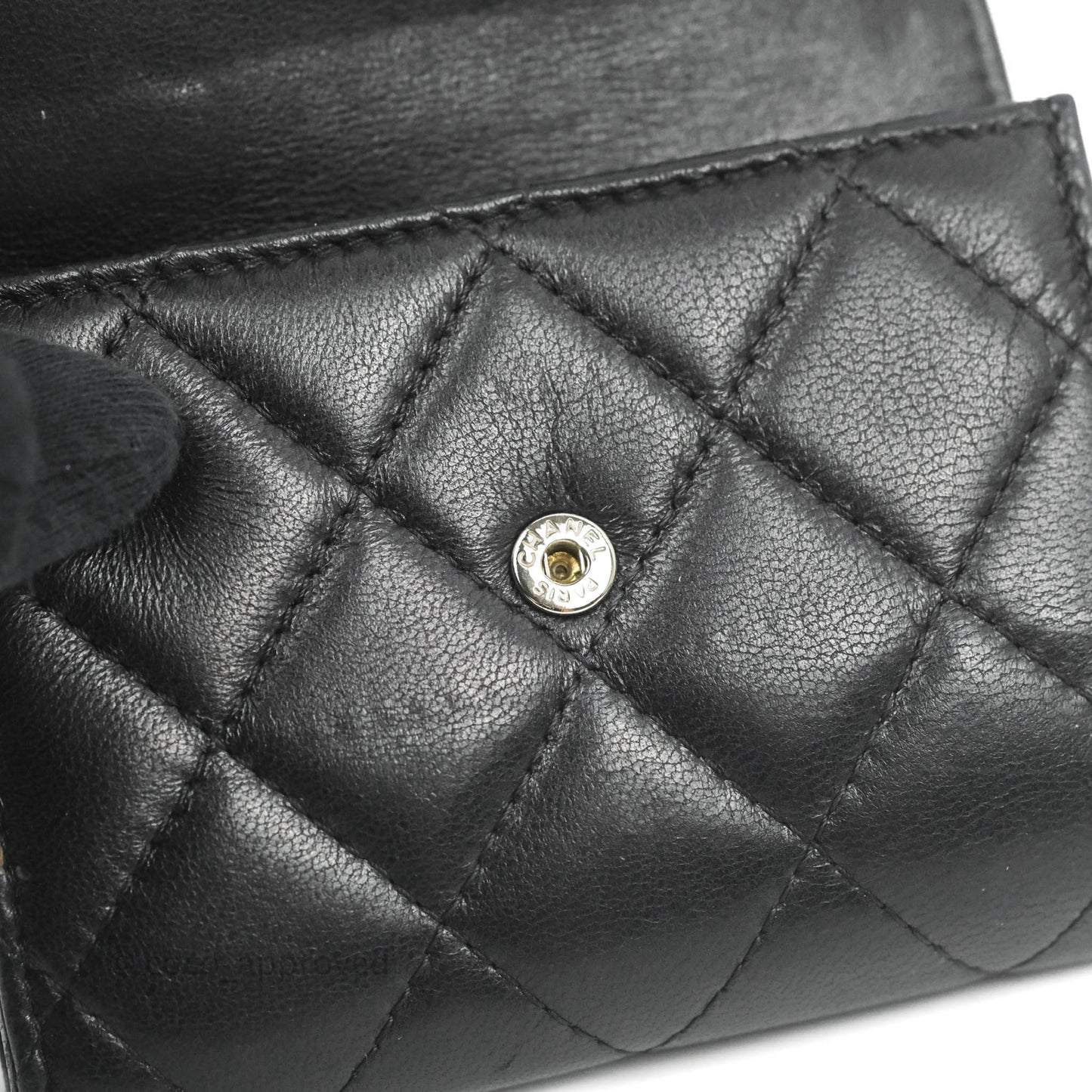 Chanel Quilted Small Flap Card Holder Black Lambskin Silver Hardware