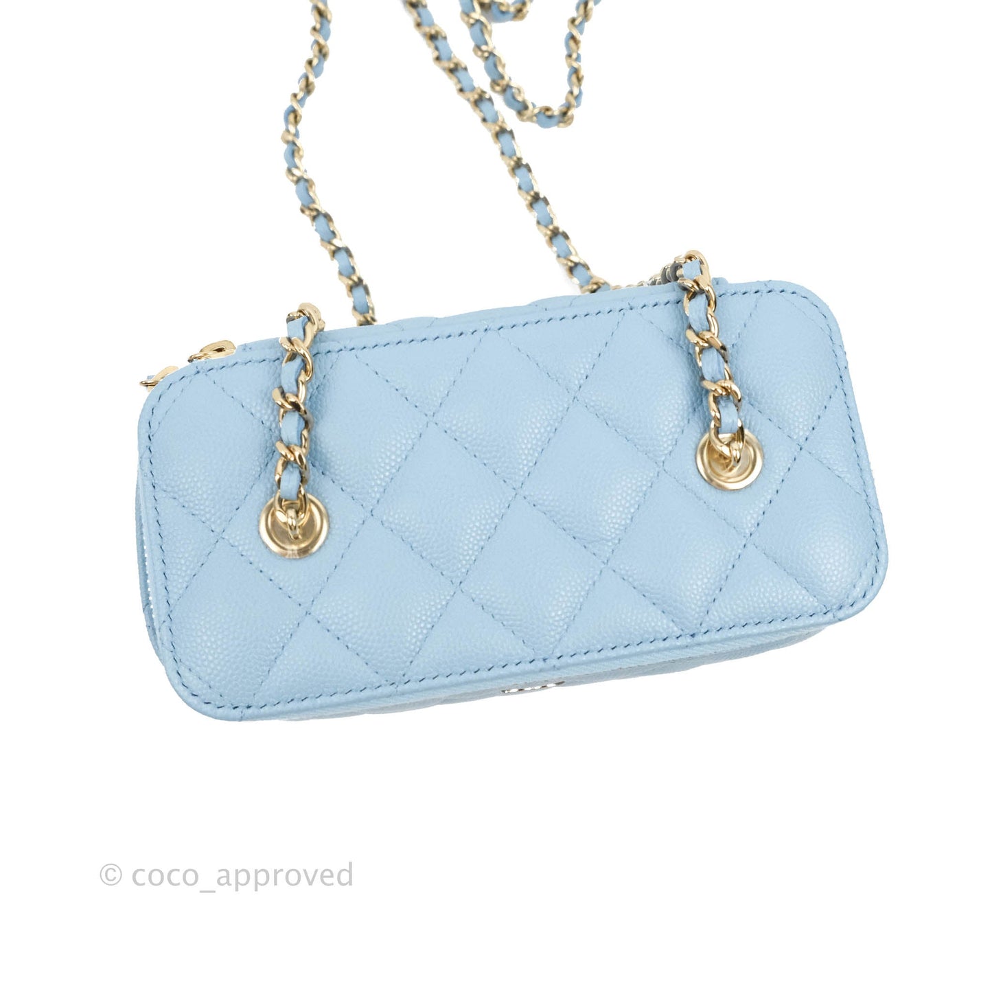 Chanel Vanity with Chain Blue Caviar Gold Hardware 22S