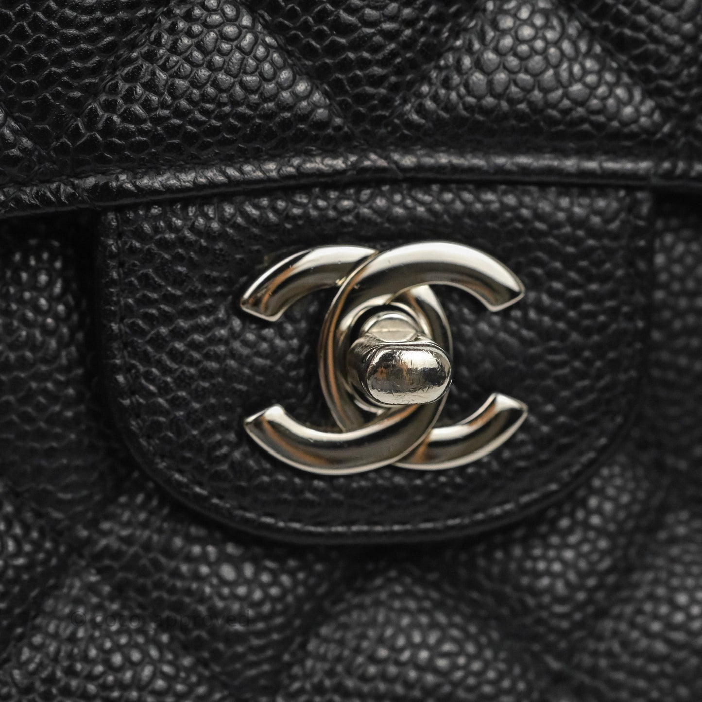 Chanel Classic M/L Medium Flap Quilted Black Caviar Silver Hardware