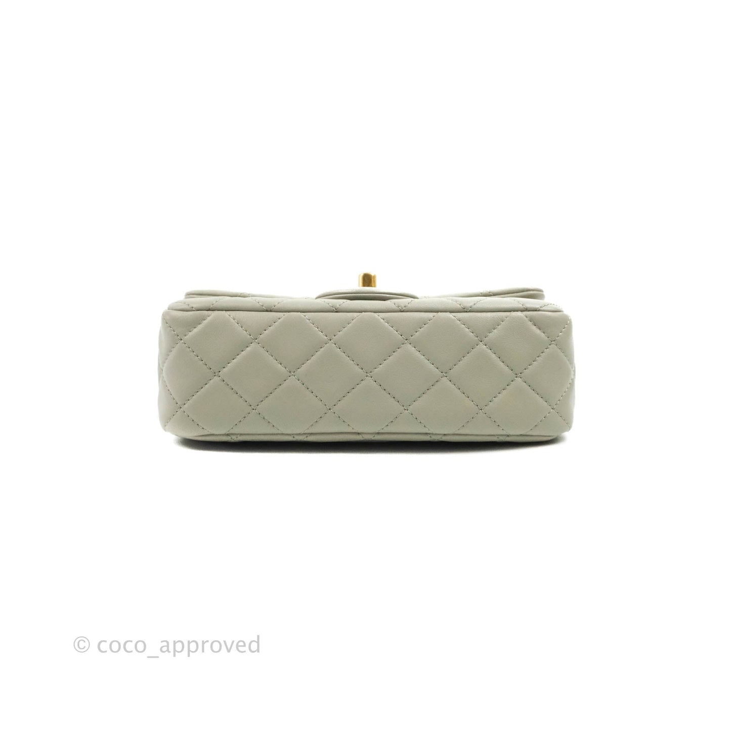 Chanel Mini Rectangular Pearl Crush Quilted Grey Lambskin Aged Gold Hardware 22C