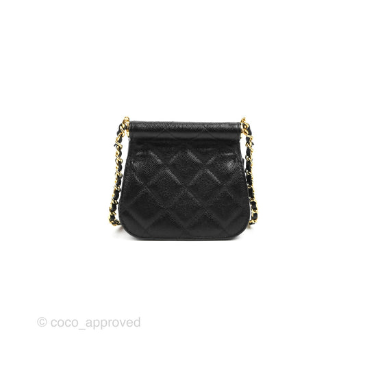 Chanel Quilted Clutch With Chain Black Caviar Gold Hardware