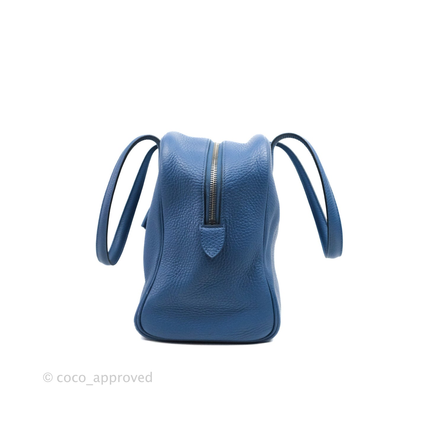 Hermes Victoria II 35 Bag Blue Paradis Clemence Palladium Hardware