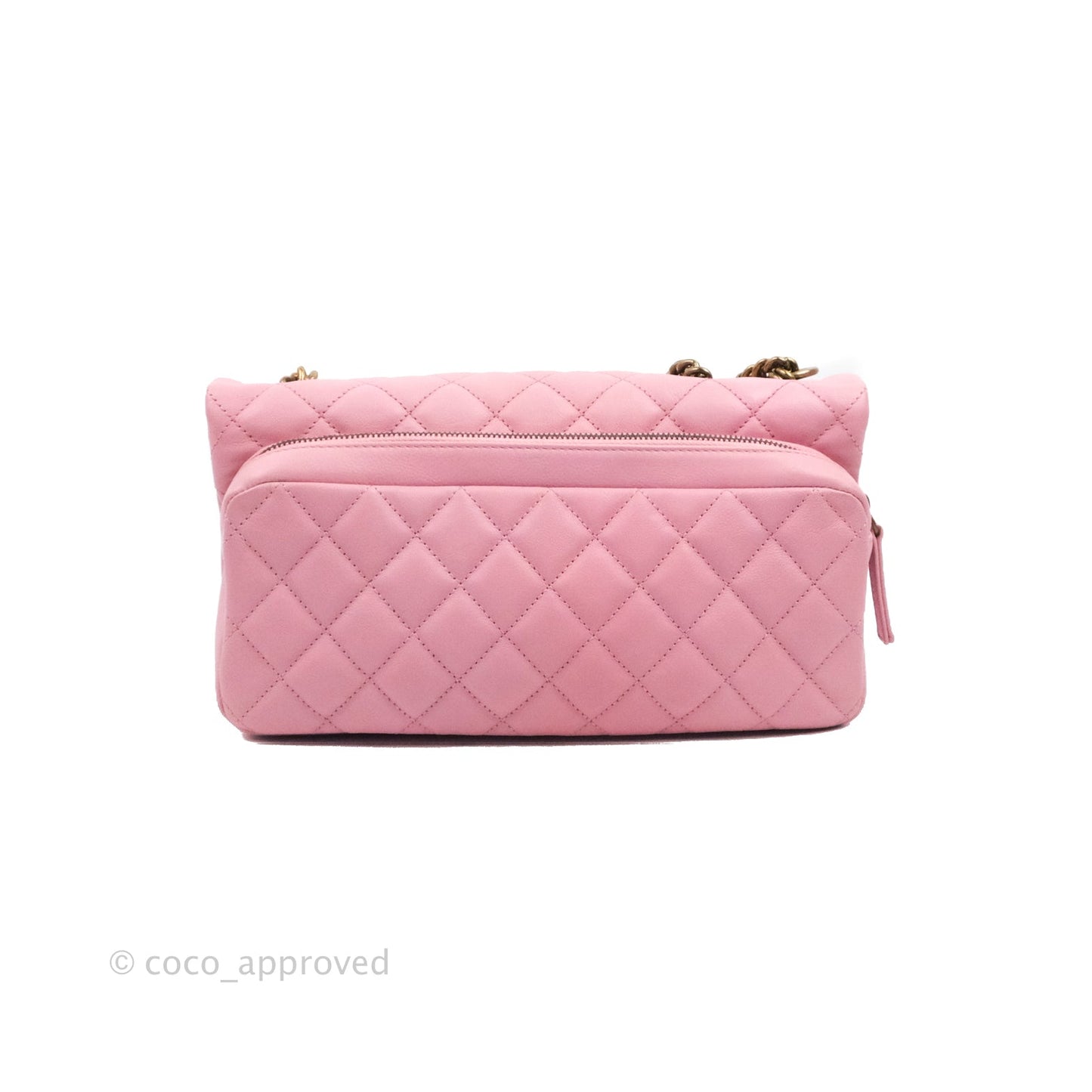 Chanel CC Crown Flap Pink Calfskin Antique Gold Hardware