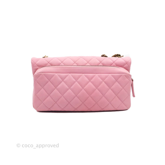 Chanel CC Crown Flap Pink Calfskin Antique Gold Hardware
