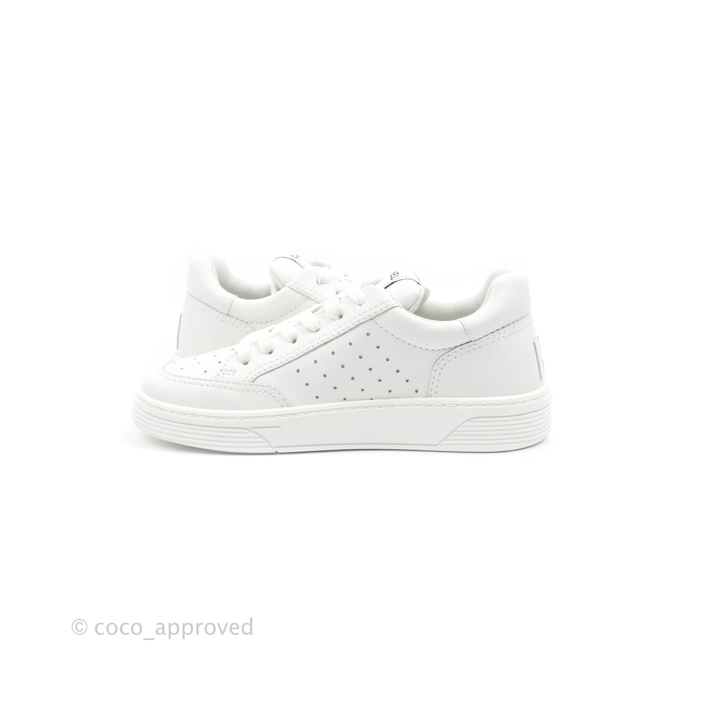 Chanel Calfskin Logo Sneakers White Size 37.5