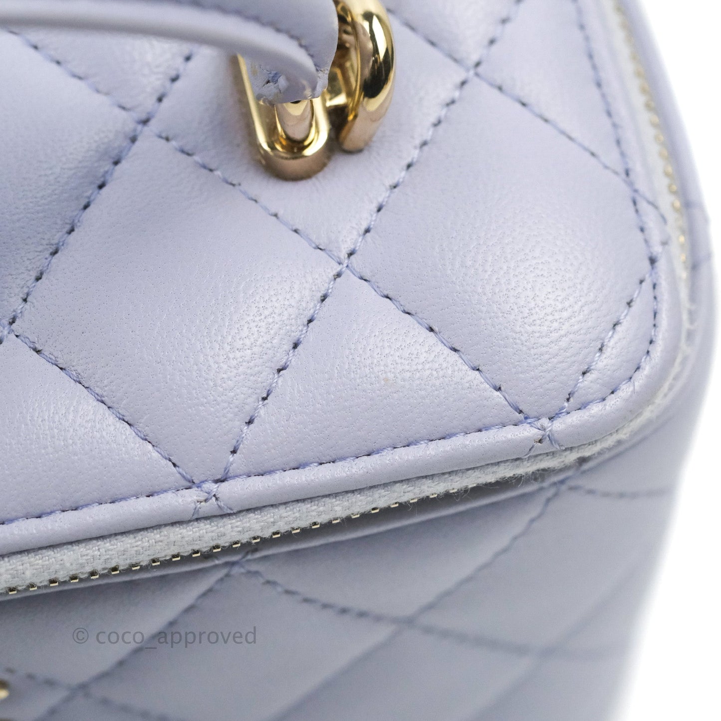 Chanel Vanity Rectangular Top Handle Lilac Lambskin Gold Hardware
