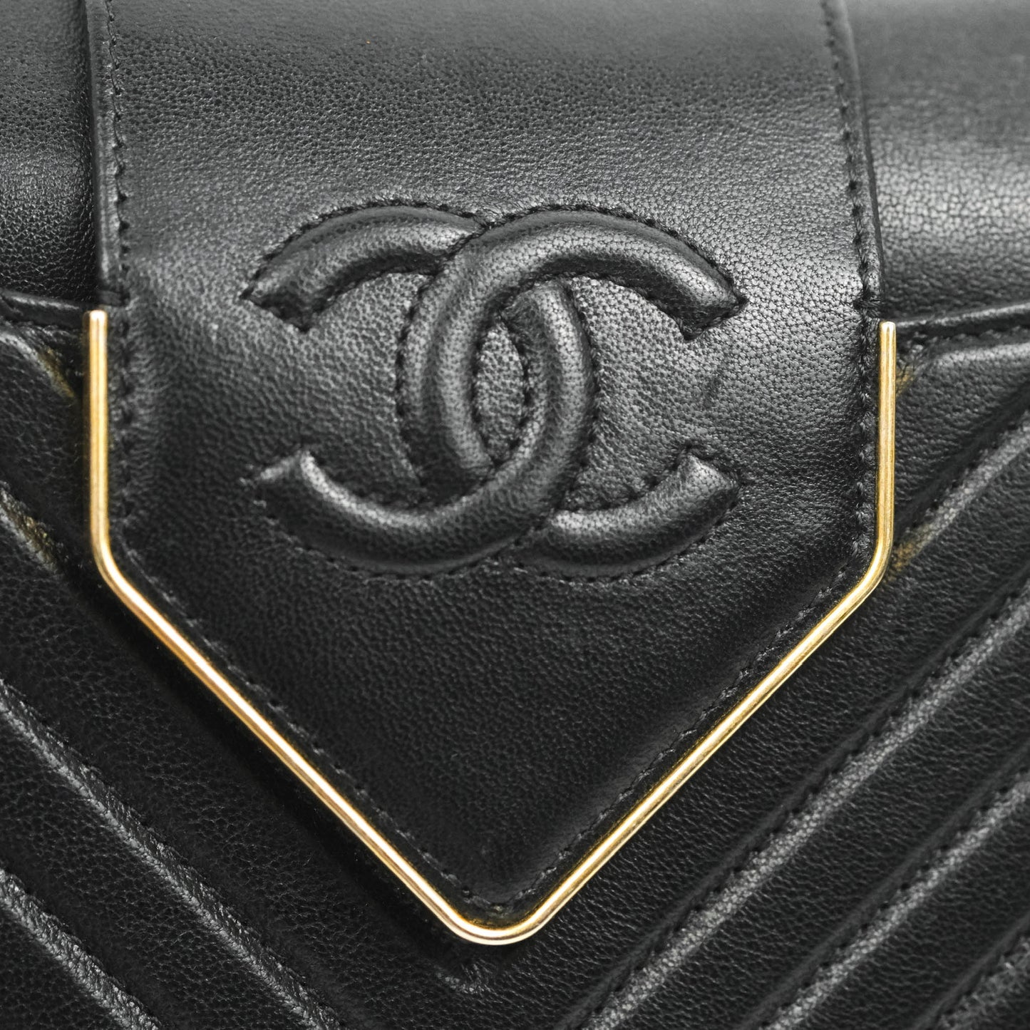 Chanel Mini Collar and Tie Flap Bag Chevron Sheepskin Aged Gold Hardware