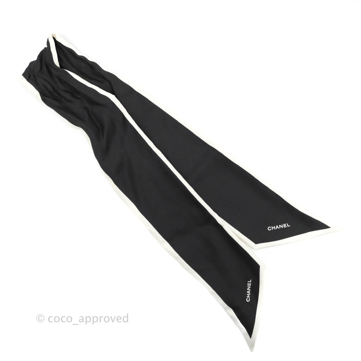 Chanel Bow Silk Hair Accessory Ivory & Black