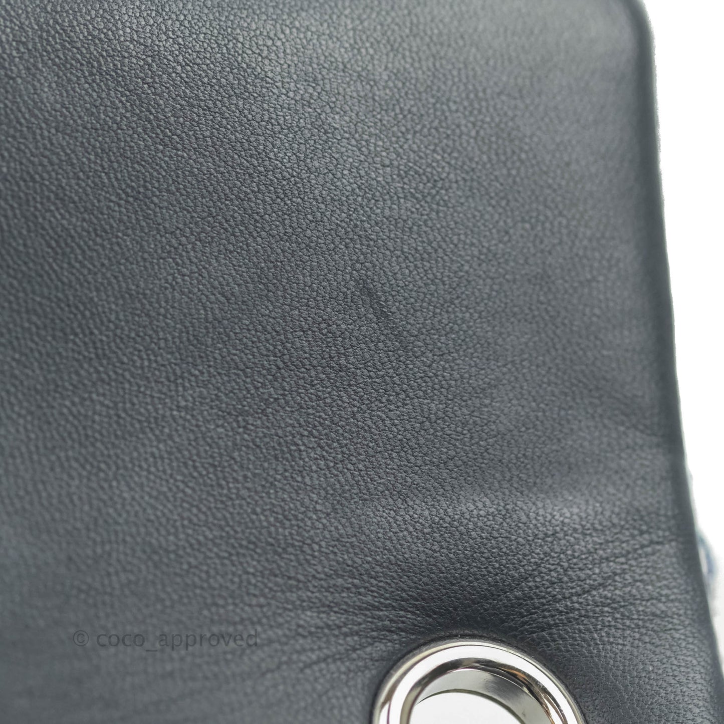 Chanel Classic Mini Rectangular Flap Blue Black Tweed Silver Hardware