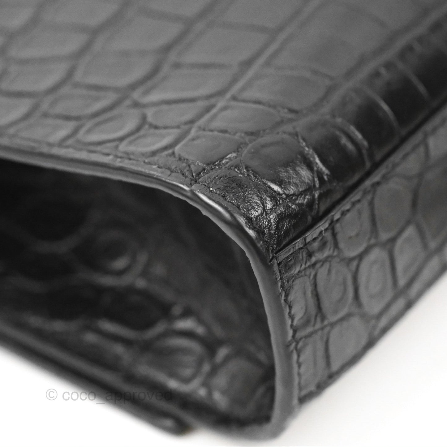 Saint Laurent Medium Kate Tassel Chain Bag Black Crocodile Embossed Calfskin Silver Hardware