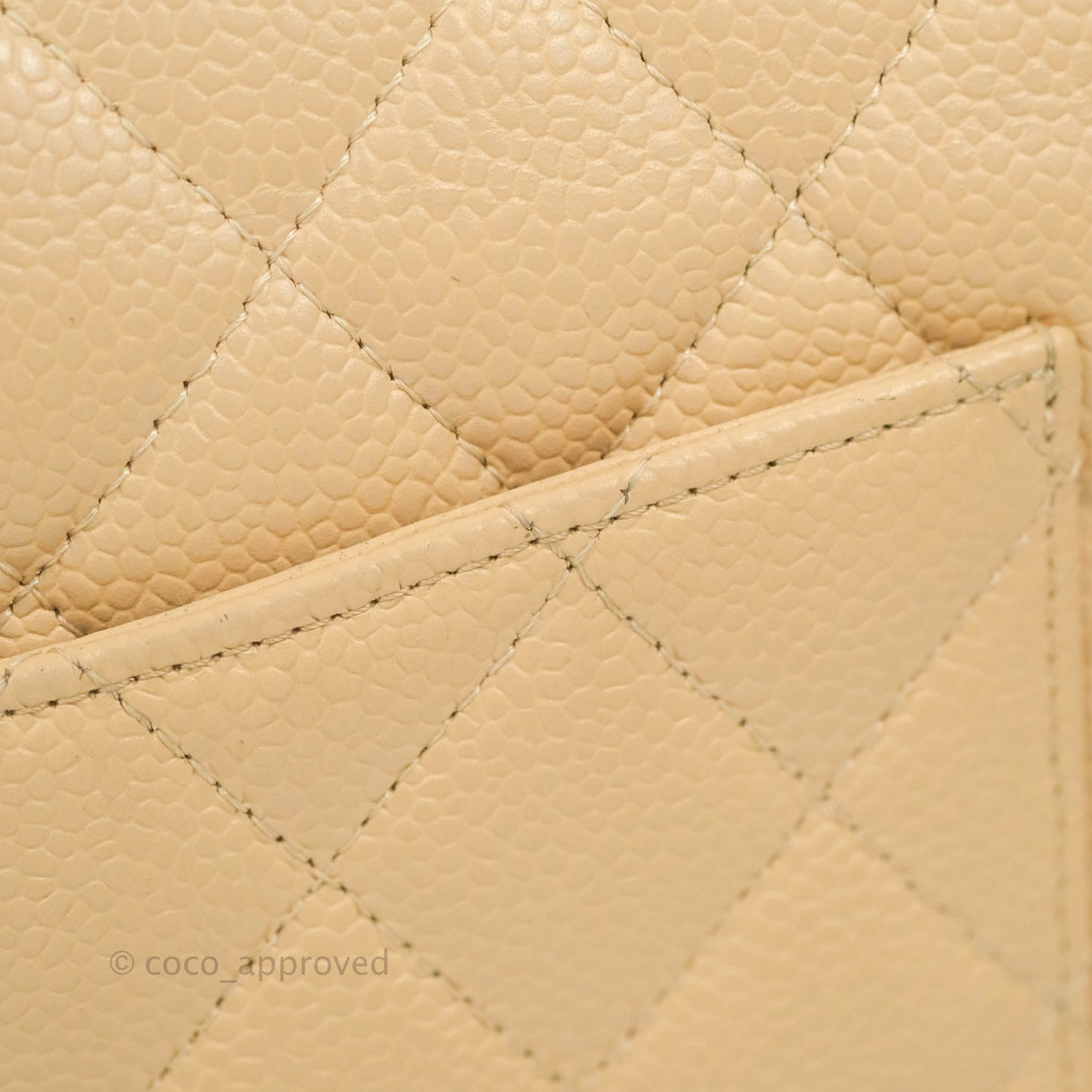 Chanel Classic M/L Medium Flap Quilted Beige Caviar Silver Hardware