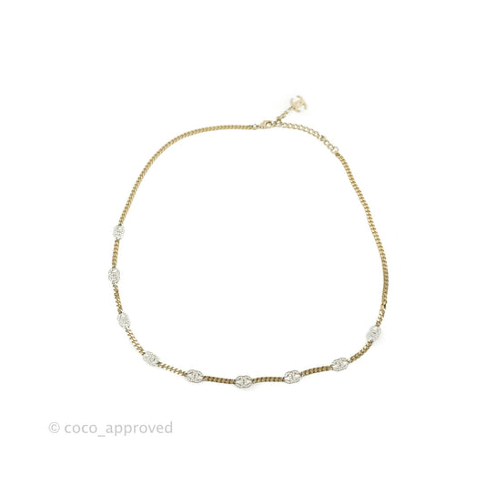 Chanel CC Crystal Chain Necklace Gold & Silver Tone 22V