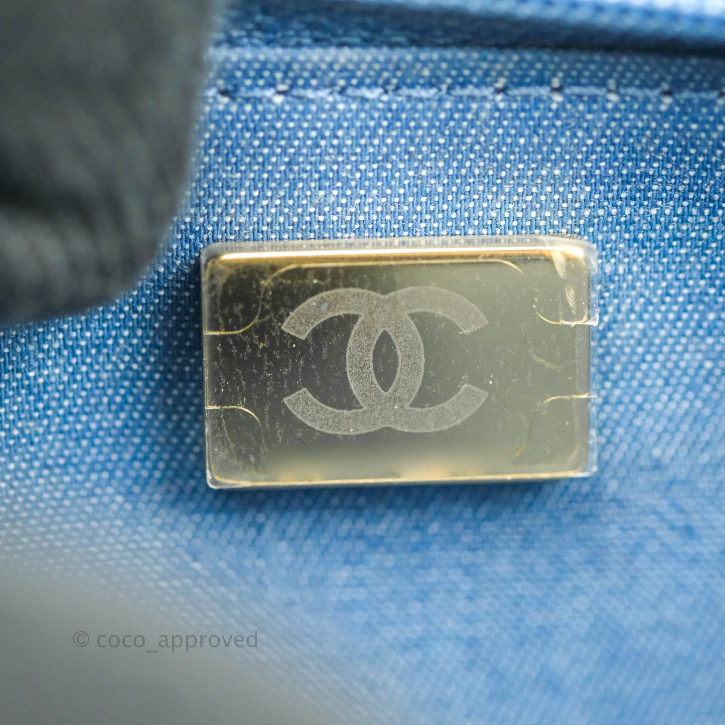 Chanel Quilted Pearl Crush Wallet on Chain WOC Denim Aged Gold Hardware