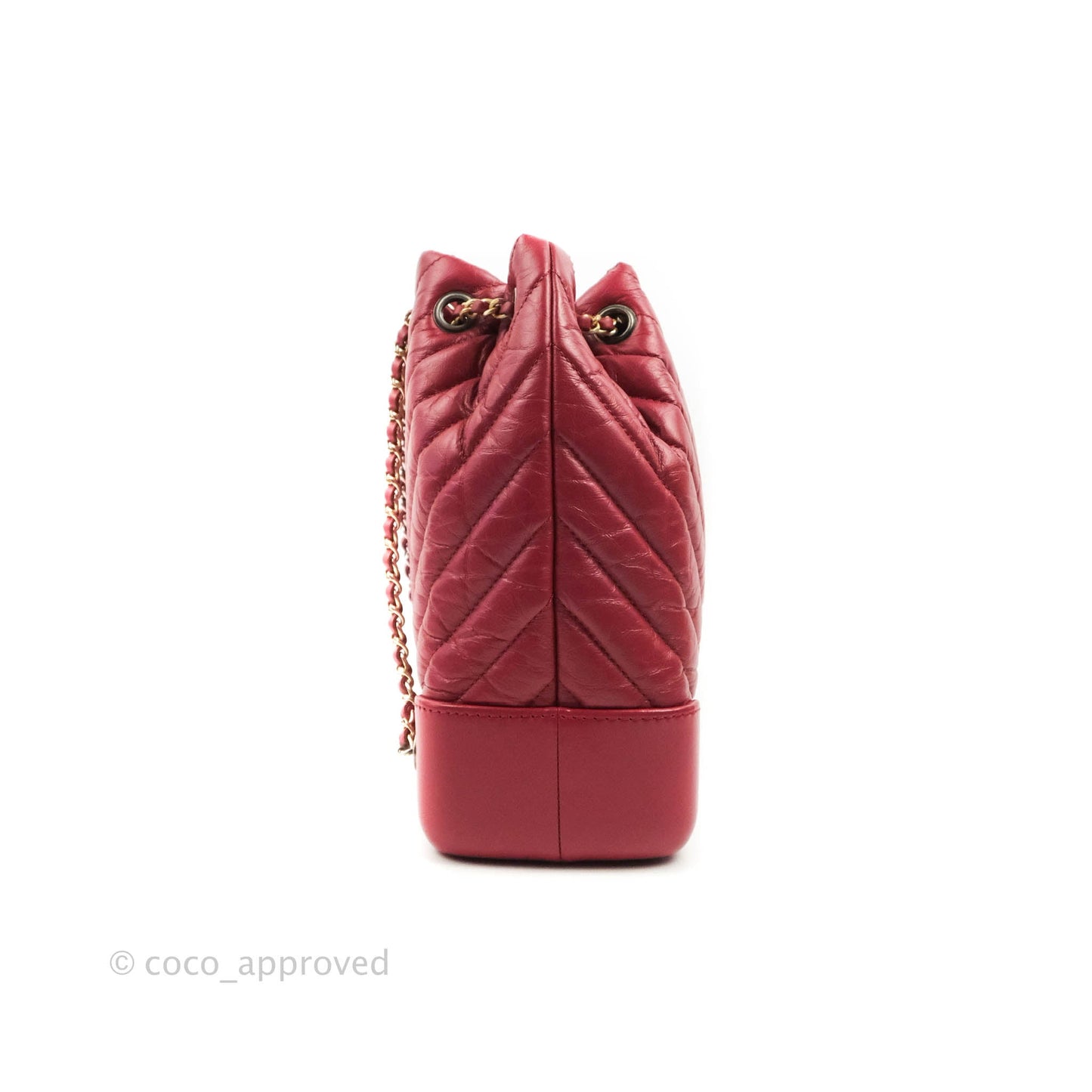 Chanel Small Chevron Gabrielle Backpack Dark Pink Aged Calfskin