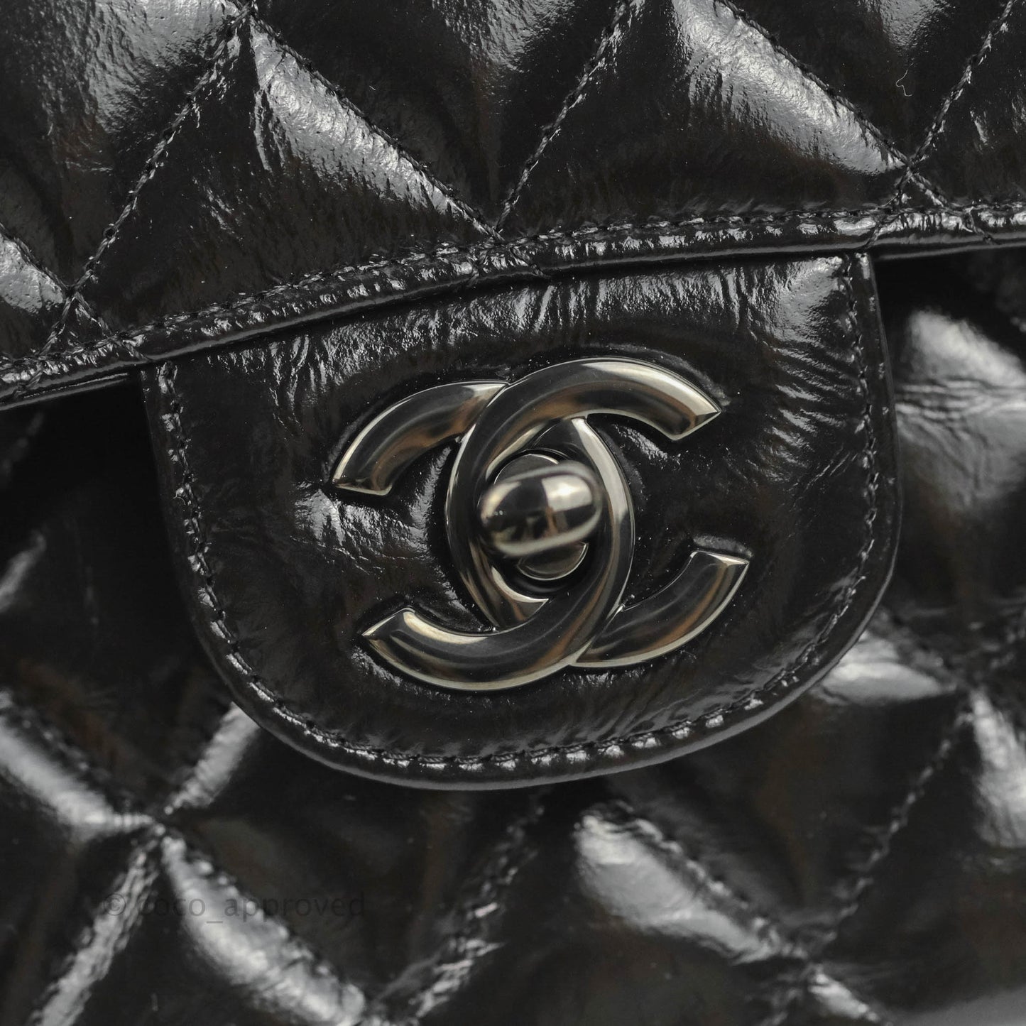 Chanel Small Classic Quilted Flap So Black Glazed Crumpled Calfskin