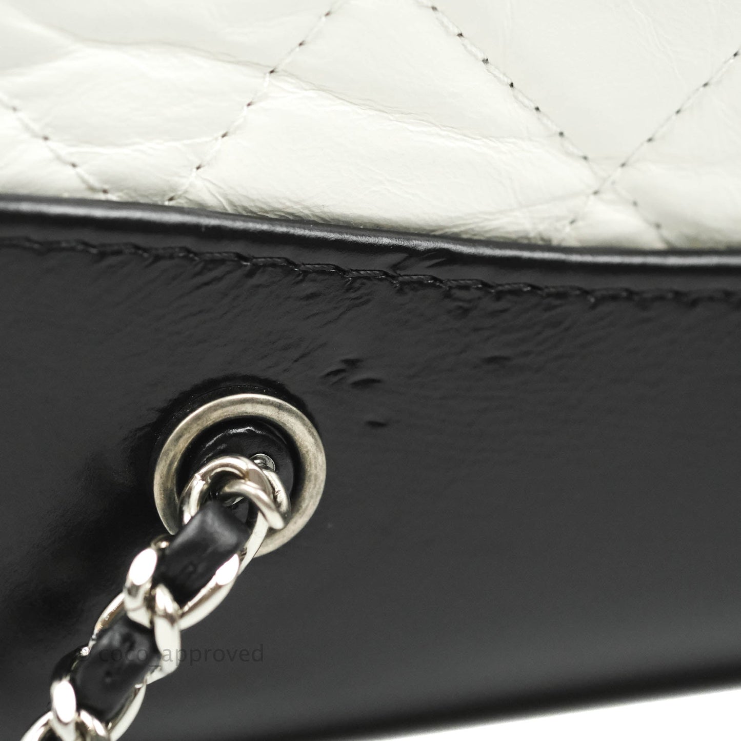 Chanel Small Gabrielle Backpack White Black Aged Calfskin