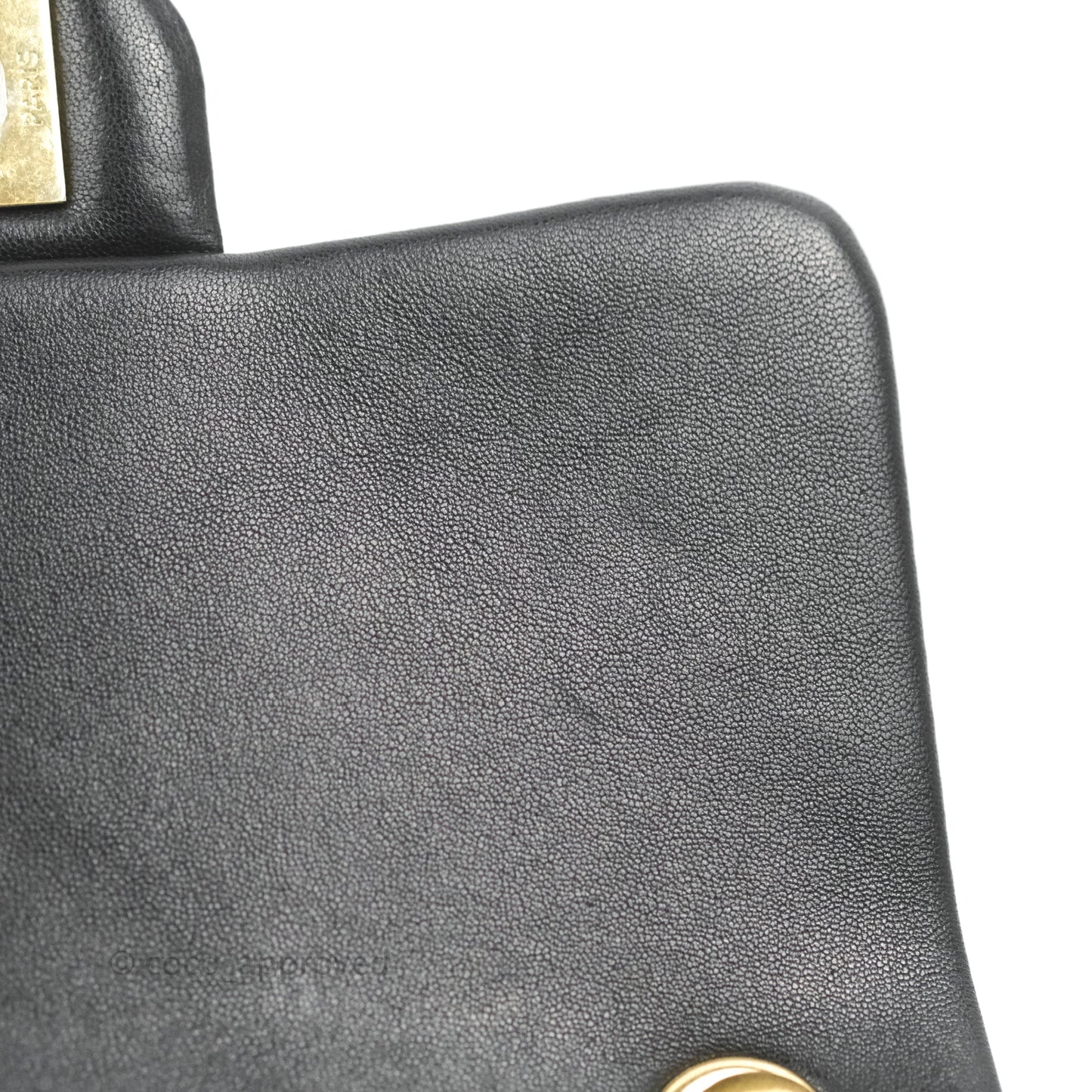 Chanel Quilted Mini Flap Bag With Chanel Logo Top Handle Lambskin Calfskin Mixed Fibers Gold Hardware
