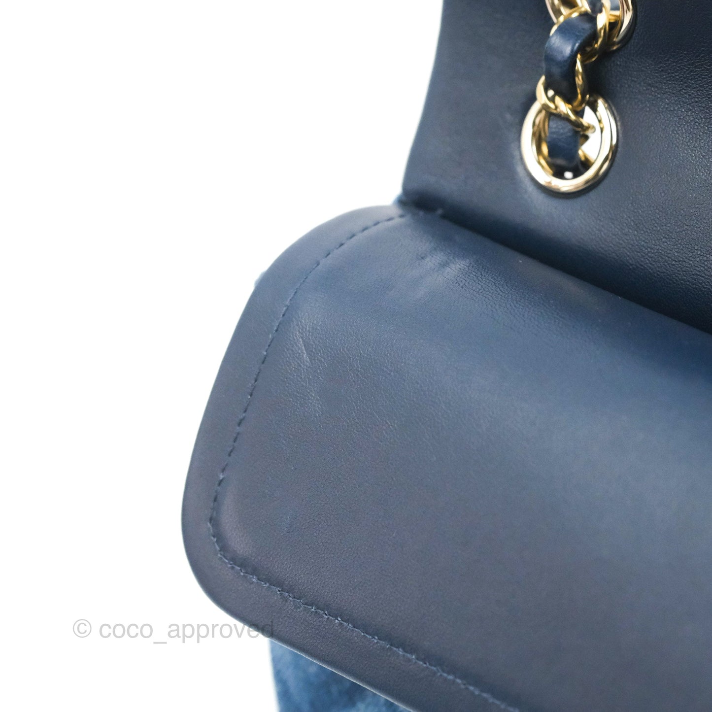 Chanel M/L Quilted Medium Double Flap Blue Printed Denim
