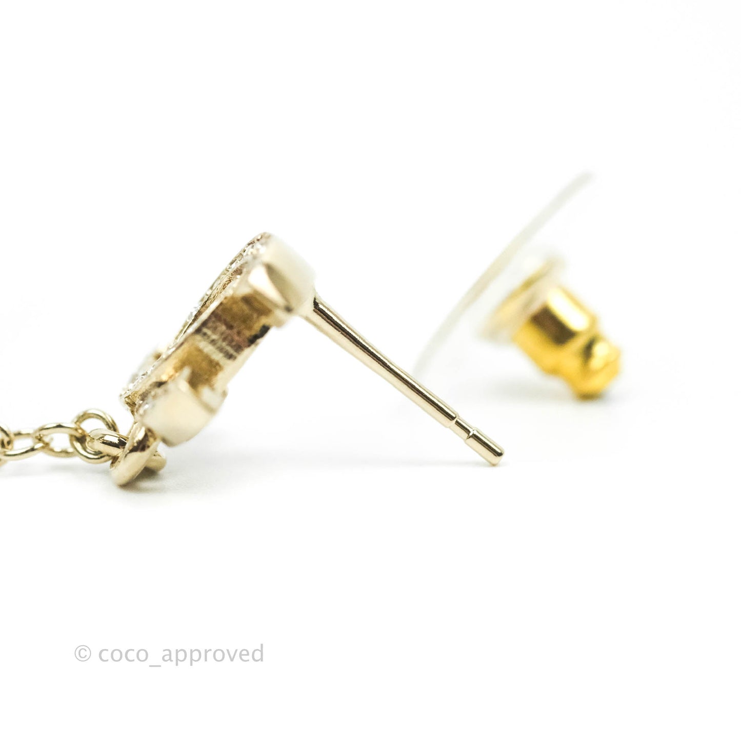 Chanel Crystal CC Earrings Ear Clip Gold Tone 22C