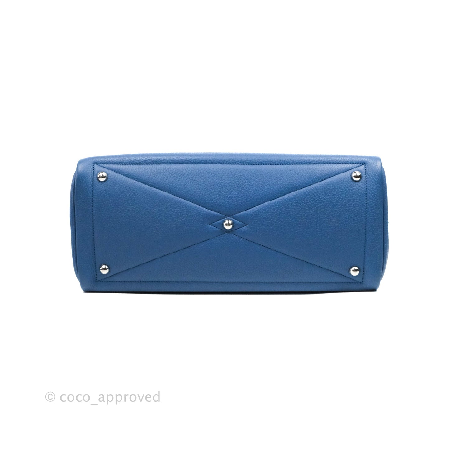 Hermes Victoria II 35 Bag Blue Paradis Clemence Palladium Hardware