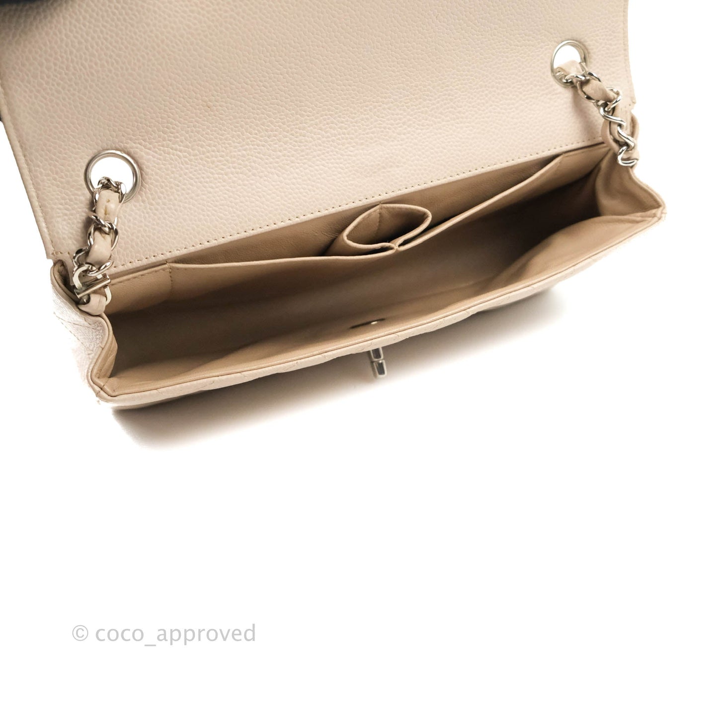 Chanel Quilted East West Flap Pale Pink Caviar Silver Hardware