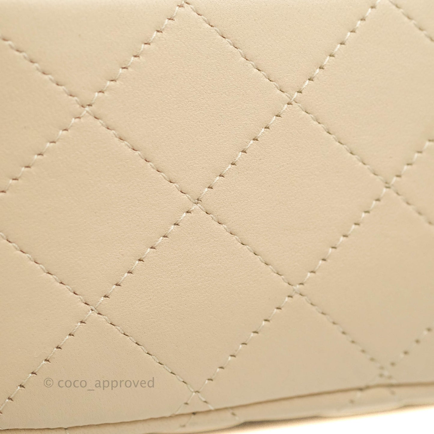 Chanel Quilted Mini Square Light Beige Lambskin Gold Hardware