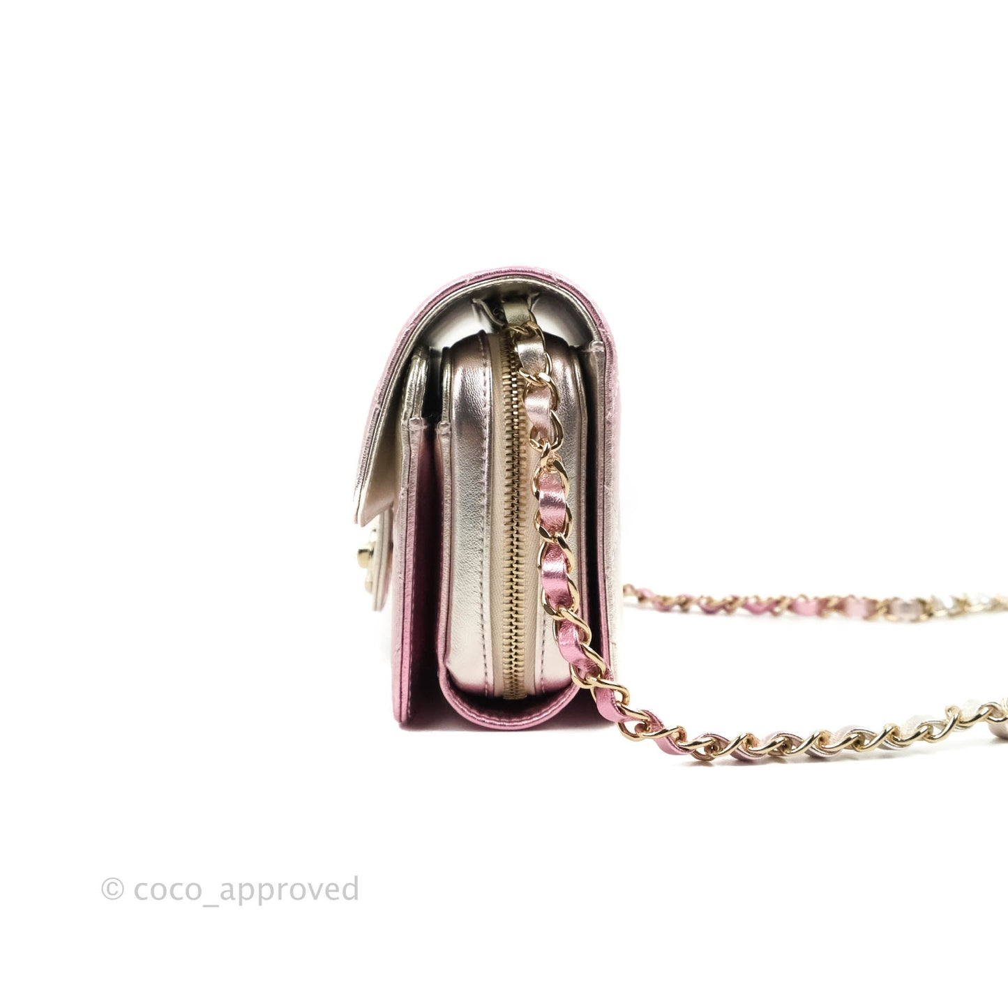 Chanel Quilted Small Like The Wallet Flap Metallic Pink Silver Light Gold Hardware 22C