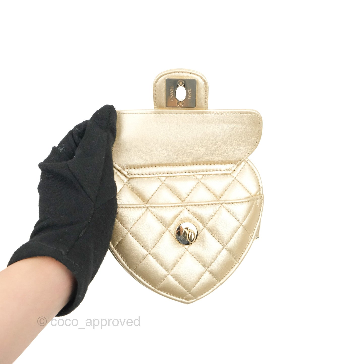 Chanel Small Heart Bag Gold Lambskin Gold Hardware 22S