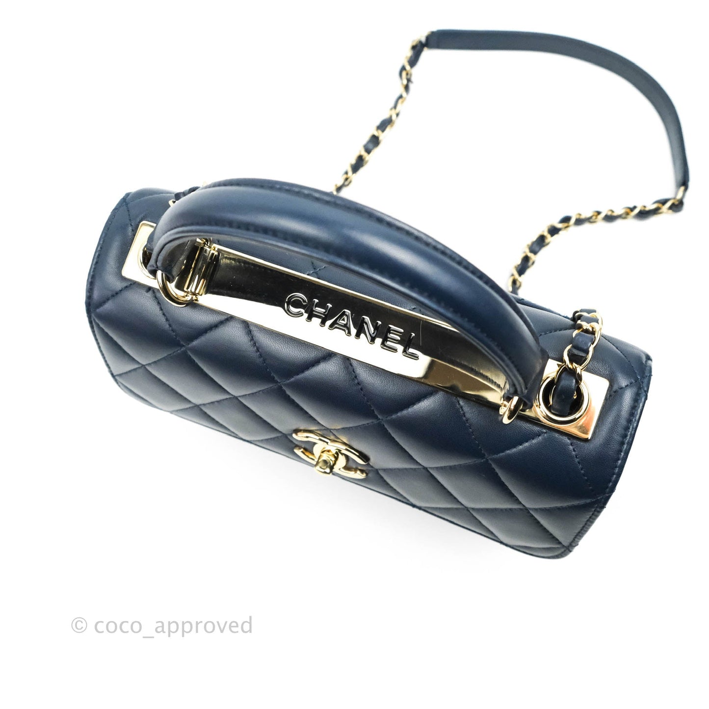 Chanel Small Trendy CC Navy Lambskin Gold Hardware