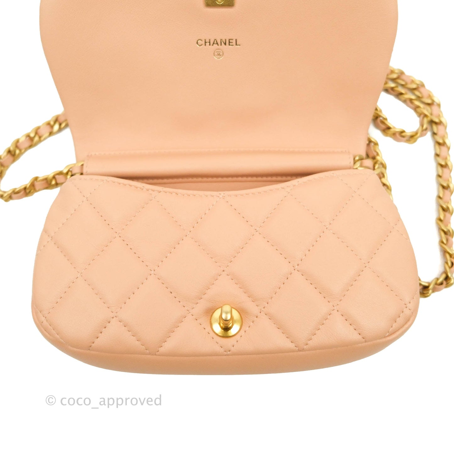 Chanel Clutch with Chain Beige Calfskin Aged Gold Hardware 21B