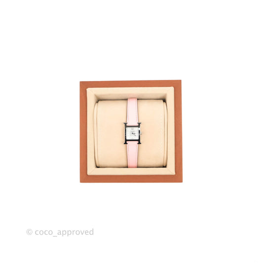 Hermes Heure H Watch Rose Sakura Swift Calfskin Silver Hardware