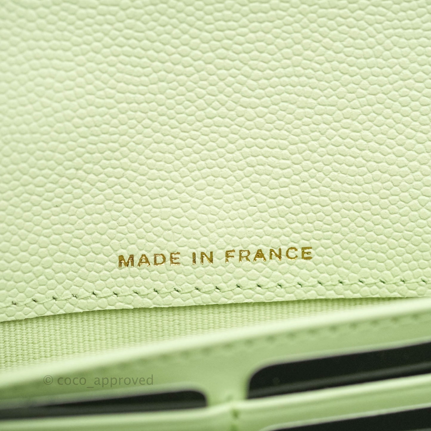Chanel Caviar Quilted Long Flap Wallet Mint Green Caviar Gold Hardware 22C