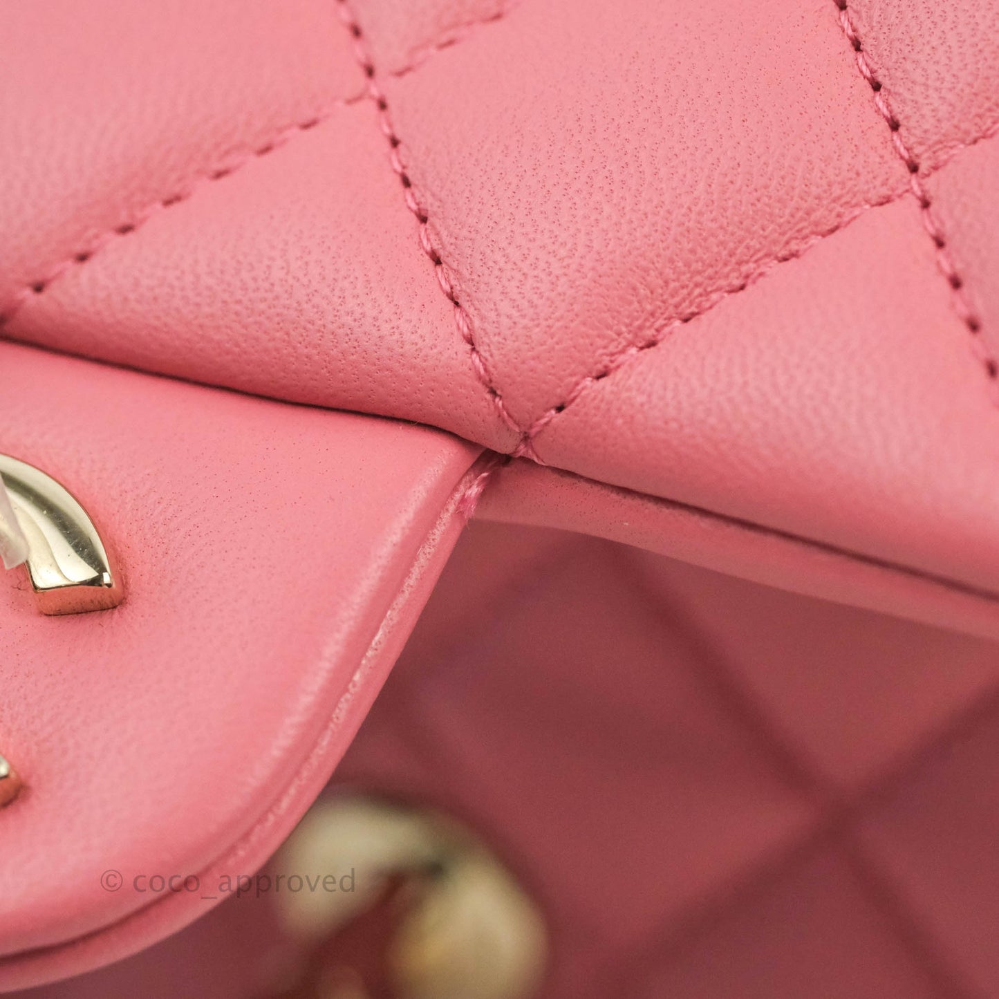 Chanel Top Handle Mini Rectangular Flap Bag Pink Lambskin Gold Hardware